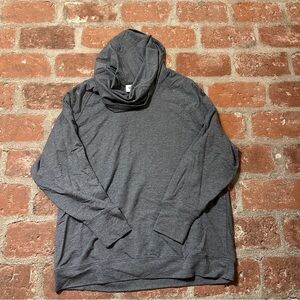CAbi Cowl Neck Snap Sleeve Pullover Sweatshirt Size Medium Gray Charcoal Stretch